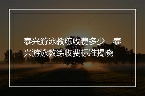 泰兴游泳教练收费多少　泰兴游泳教练收费标准揭晓